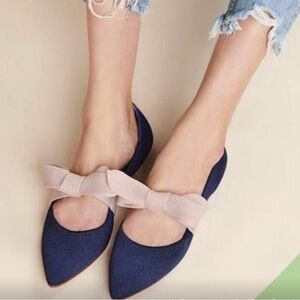 Rothy's Navy and Pink Flats